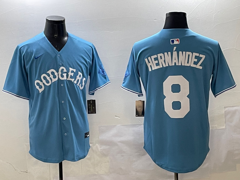 Men's Los Angeles Dodgers Enrique Hernandez #8 Light Blue Limited Jersey